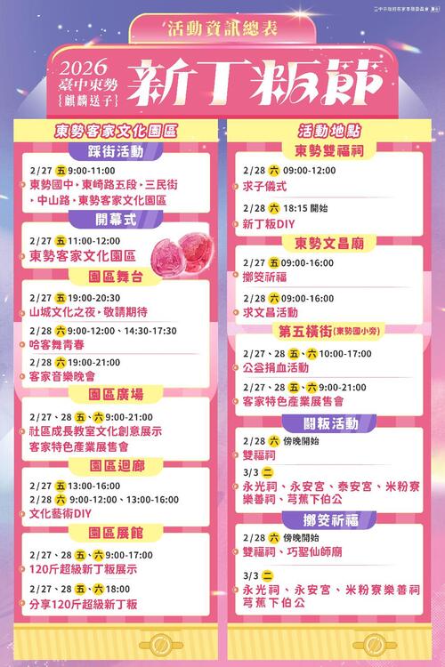 1150112東勢新丁粄節2/27登場 主視覺「麒麟送子」降臨送福<