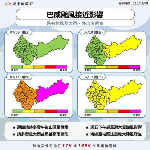 1150709巴威颱風來襲 中市水利局今日啟動三級應變中心 全面整備嚴陣以待 中市府跨局處全面強化防颱準備