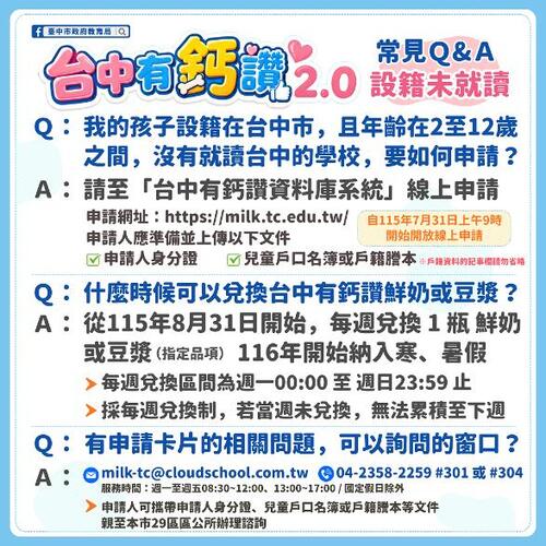 1150729「台中有鈣讚2.0」擴大補助對象 115年7月31日起開放線上申請「有鈣讚數位卡」
