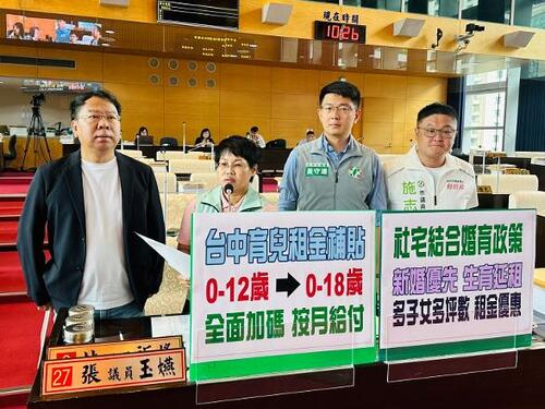1150812市議員張玉嬿要求中市府：育兒租金補貼申請資格再放寬 住宅處：加碼建議納入評估滾動檢討