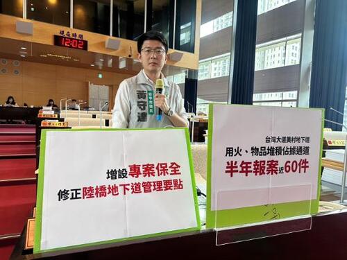 1150924特定街友堆置大量私人物品、烤雞、點香煙霧瀰漫 中市議員黃守達要求建設局建立「公共空間專案保全」
