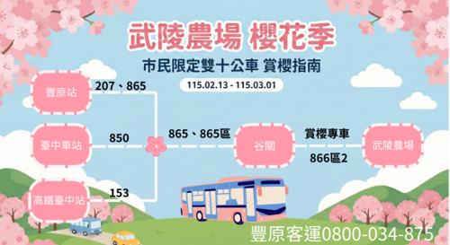 1150124二0二六武陵櫻花季2/13浪漫登場！ 中市府推賞櫻專車、「台中Go」購票