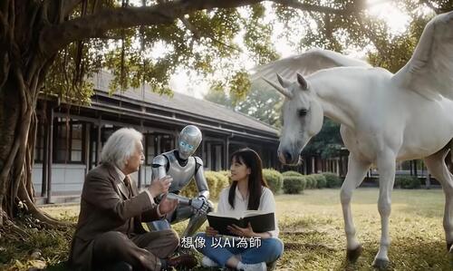 1150225愛因斯坦、飛行船現身校園！ 東海大學「百分百AI生成」形象大片曝光 掀世代教育革新產品圖