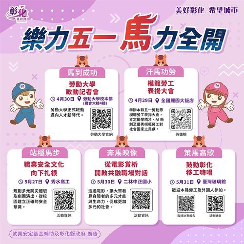 「熱力五一 馬力全開」彰化縣政府五大系列活動向全體勞工致敬